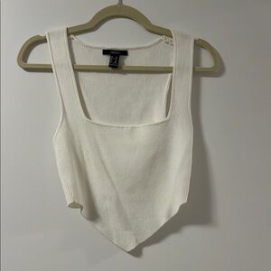 Forever 21 Cream Asymmetrical Crop Tank Top